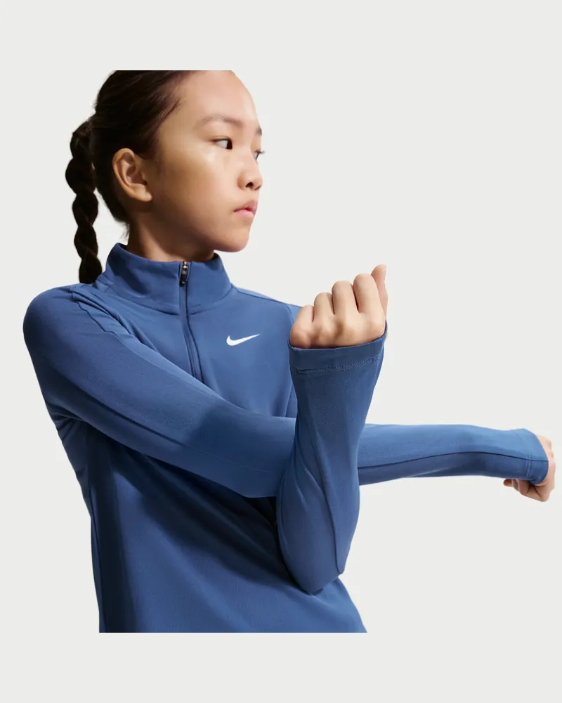 Nike Dri-FIT Longsleeve mit Viertelreißverschluss (Mädchen) - Blau Blau