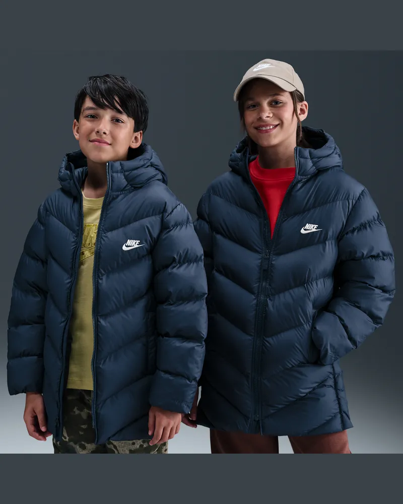 Nike Sportswear All Day Play Therma-FIT-Puffer-Jacke mit weiter Passform (ältere Kinder) - Blau Blau