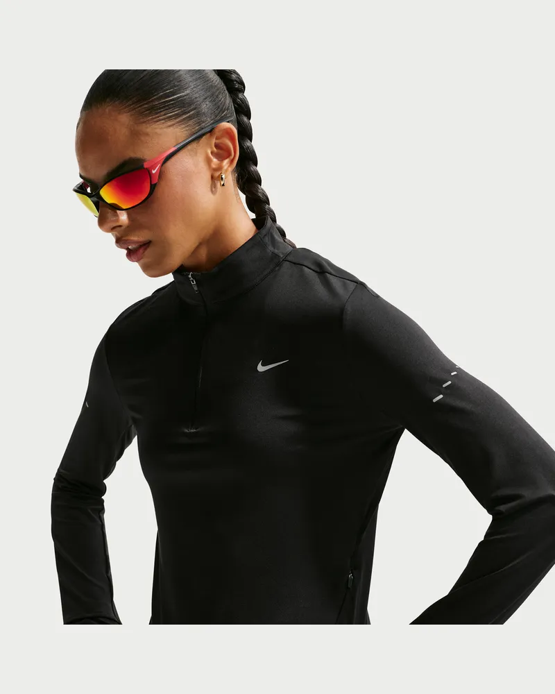 Nike Swift Dri-FIT UV-Laufoberteil mit Viertelreißverschluss (Damen) - Schwarz Schwarz