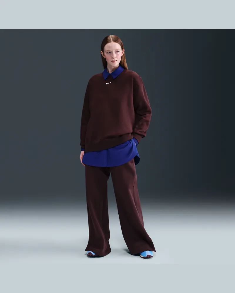 Nike Phoenix Fleece Hose mit hohem Bund und weitem Bein (Damen) - Rot Rot