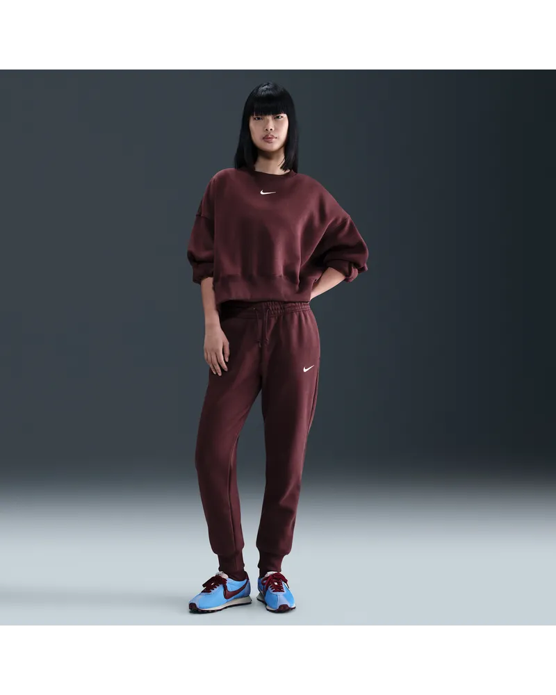 Nike Sportswear Phoenix Fleece Damen-Trainingshose mit mittelhohem Bund - Rot Rot