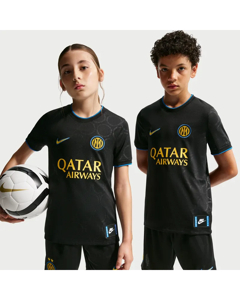 Nike Inter Mailand Third  Dri-FIT Pre-Match-Fußballoberteil (ältere Kinder) - Schwarz Schwarz
