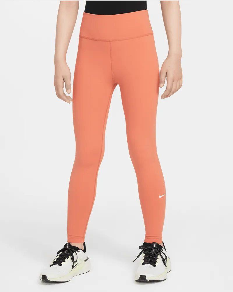 Nike One Dri-FIT-Leggings mit hohem Taillenbund für ältere Kinder (Mädchen) - Orange Orange