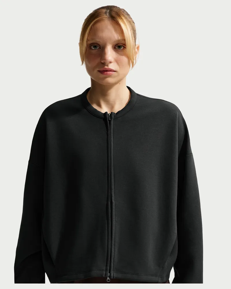 Nike 24.7 ImpossiblySoft Dri-FIT Oversize-Rundhalsshirt mit durchgehendem Reißverschluss (Damen) - Schwarz Schwarz