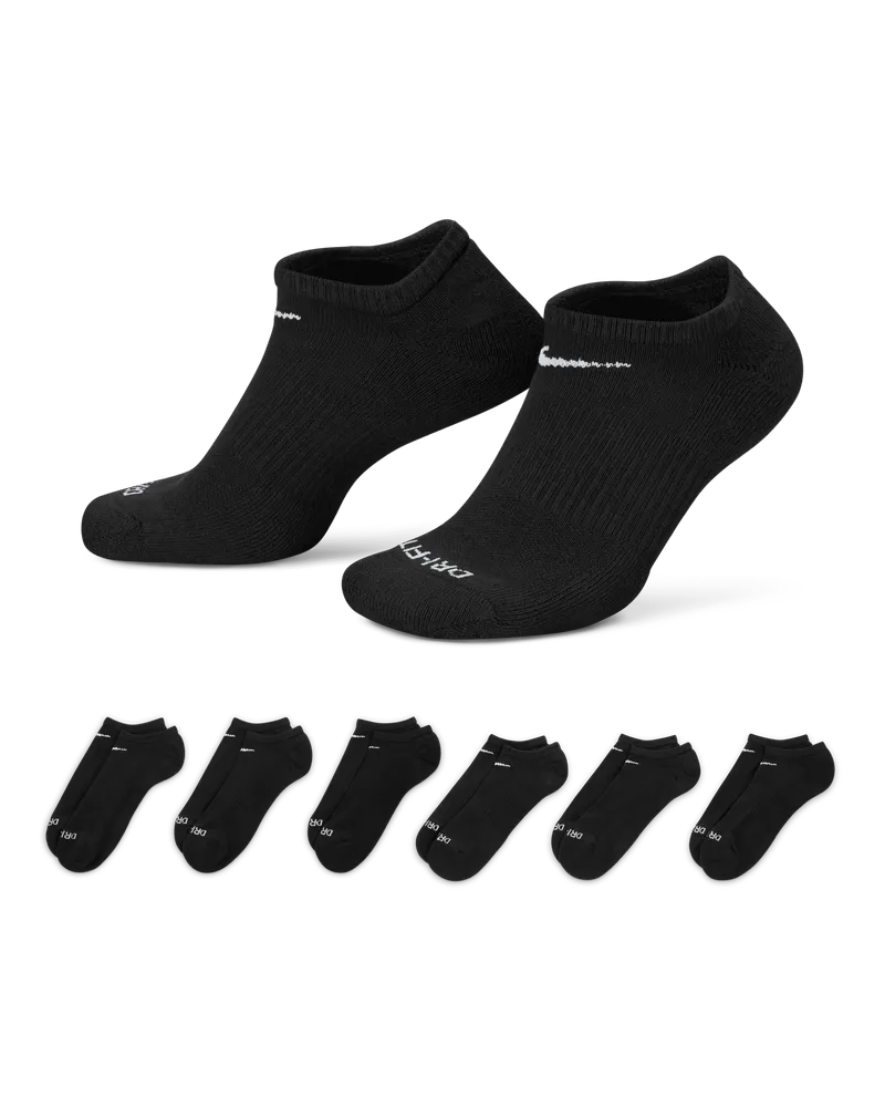 Nike Everyday Plus Cushioned Training No-Show-Socken (6 Paar) - Schwarz Schwarz