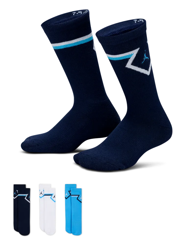 Jordan Diamond Crew-Socken (ältere Kinder, 3 Paar) - Blau Blau