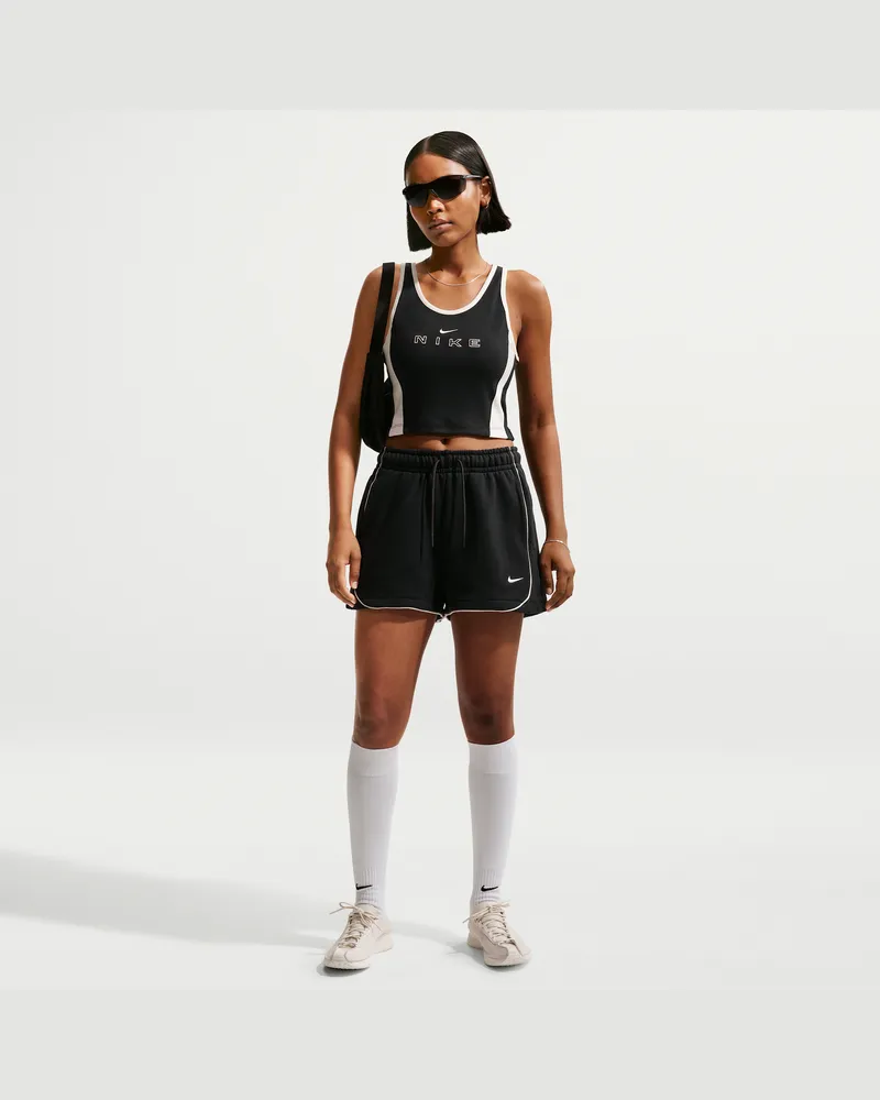 Nike weite Fleece-Shorts mit mittelhohem Bund (Damen, ca. 7,5 cm) - Schwarz Schwarz