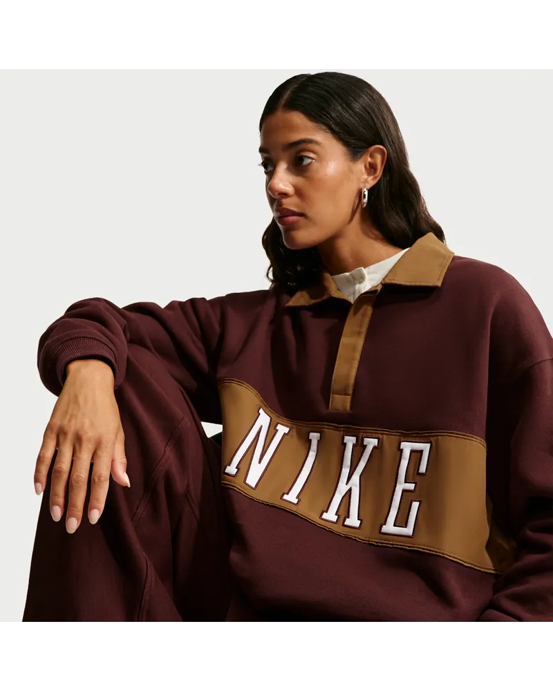 Nike Studio Fleece Medium Weight Oversize-Rugby-Oberteil (Damen) - Lila Lila