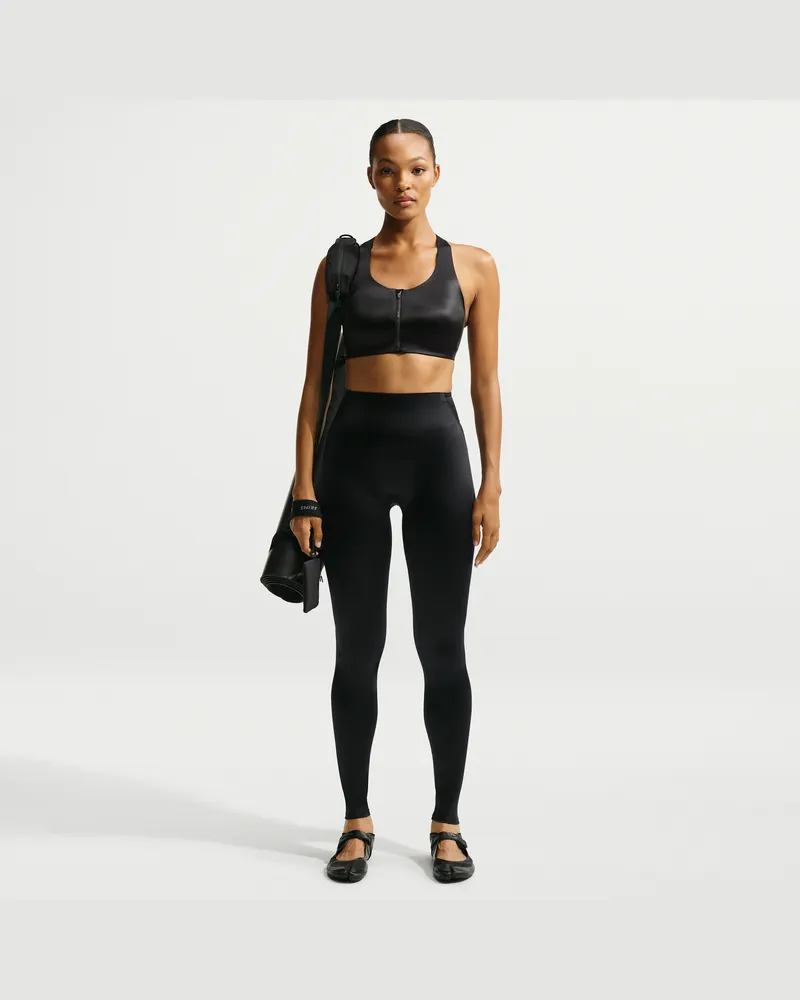 Nike SKIMS Satin Shine Leggings mit hohem Bund (74 cm, Damen) - Schwarz Schwarz