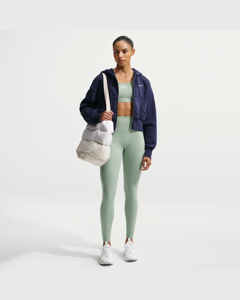 Nike One Leggings in voller Länge mit nahtloser Vorderseite und hohem Bund (Damen) - Grün Grün