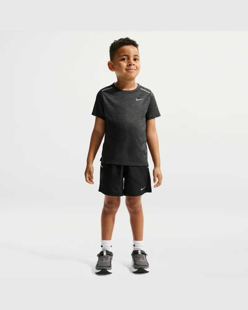 Nike Dri-FIT Miler Set aus Oberteil und Shorts (jüngere Kinder) - Schwarz Schwarz