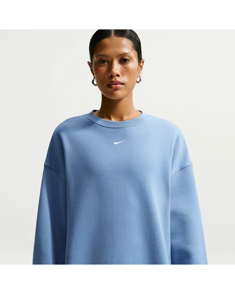 Nike Studio Fleece mittelschweres Material Oversize-Rundhalsshirt (Damen) - Blau Blau