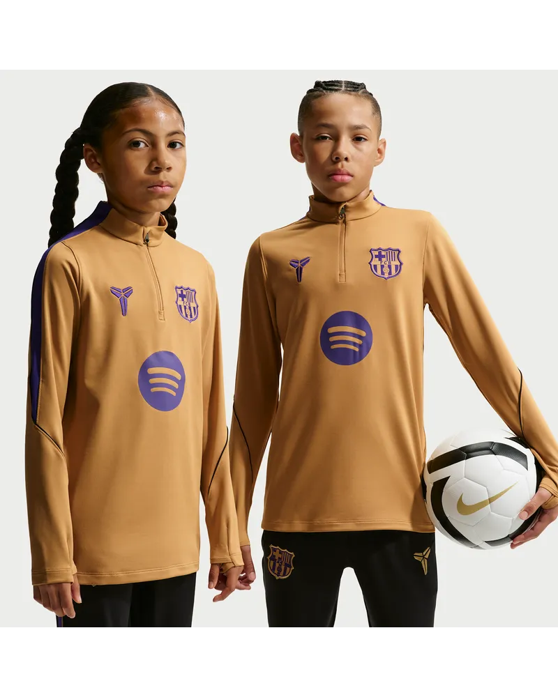 Nike FC Barcelona Strike Auswärtsspiel Kobe Dri-FIT Fußball-Drill-Oberteil aus Strickmaterial (ältere Kinder) - Braun Braun
