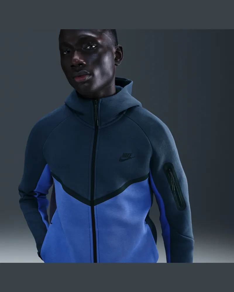 Nike Tech Windrunner-Jacke aus Fleece mit durchgehendem Reißverschluss (Herren) - Blau Blau