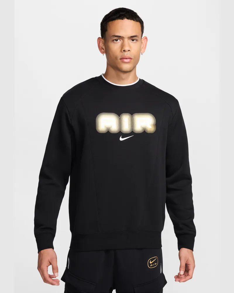 Nike Air Fleece-Sweatshirt mit Rundhalsausschnitt für Herren - Schwarz Schwarz
