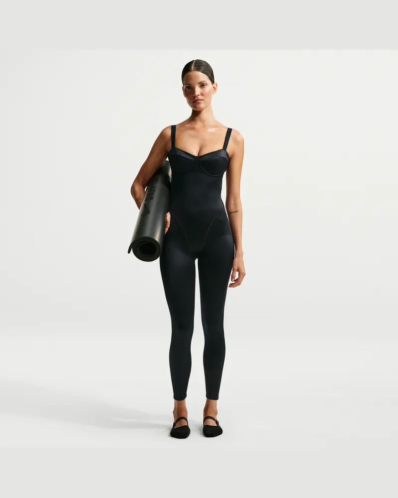 Nike SKIMS Satin Shine Picot-Bodysuit (Damen) - Schwarz Schwarz