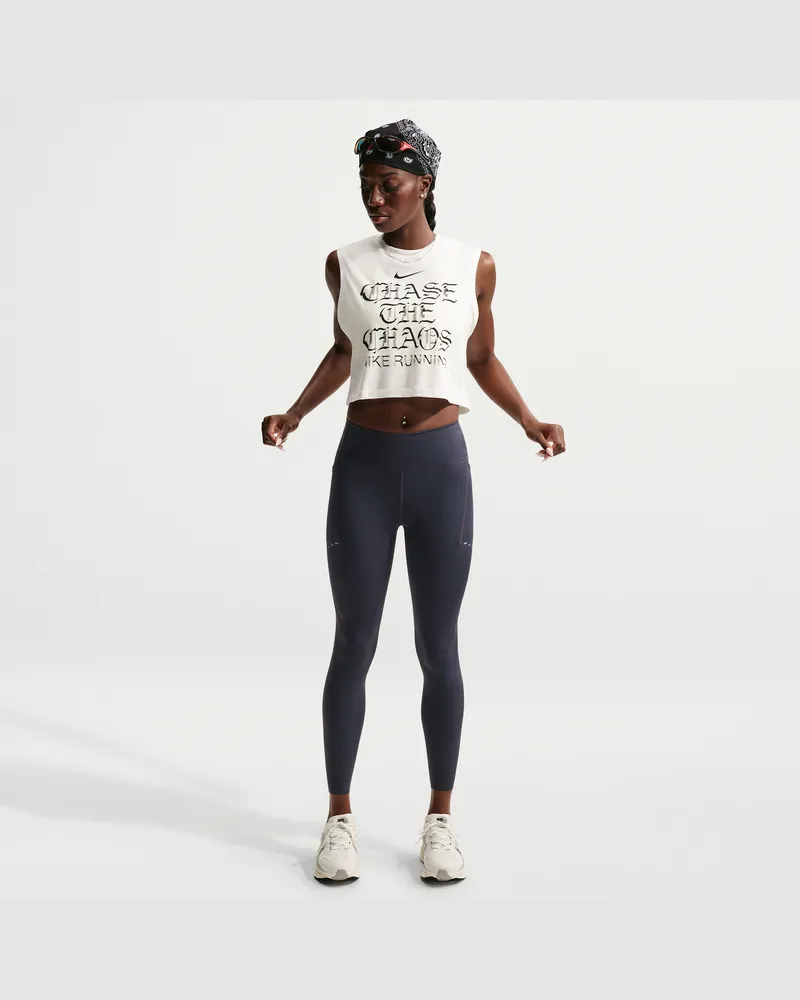 Nike Swift 7/8-Lauf-Leggings mit hohem Bund und Taschen (Damen) - Grau Grau