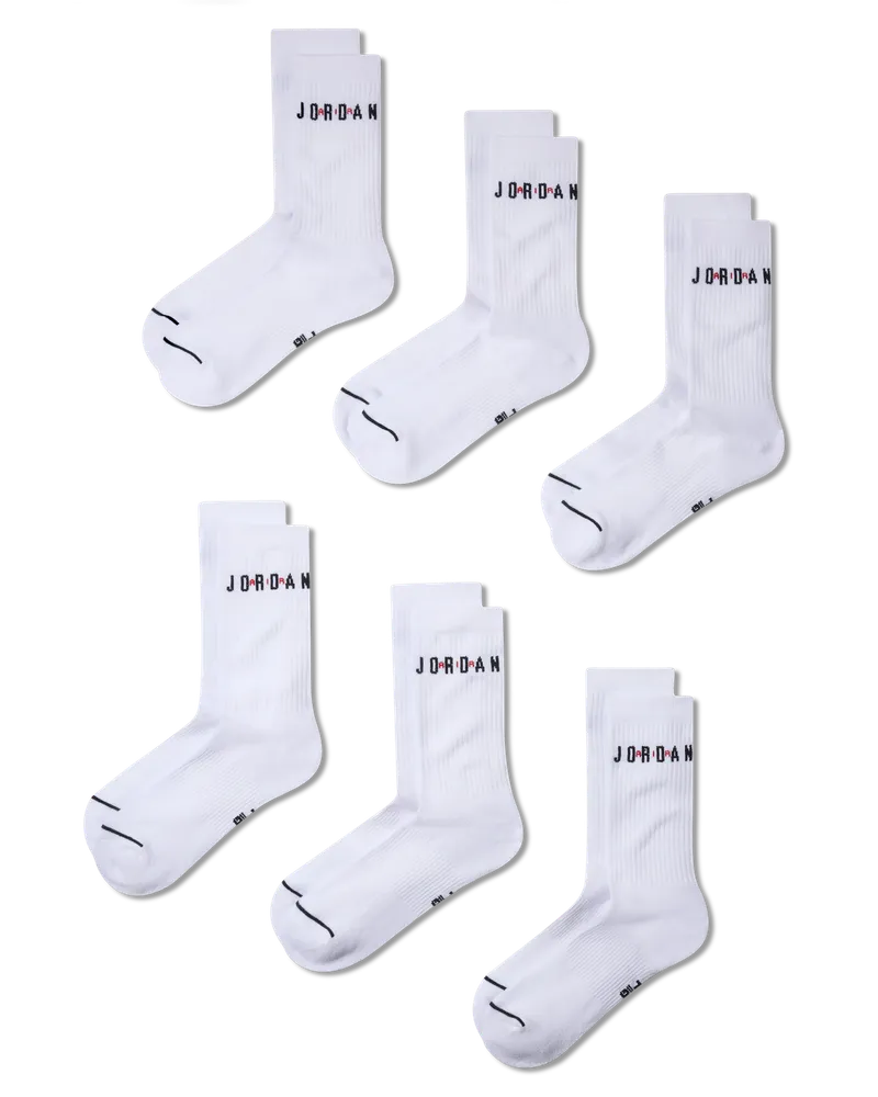 Jordan Crew-Socken für jeden Tag (6 Paar) - Weiß Weiß