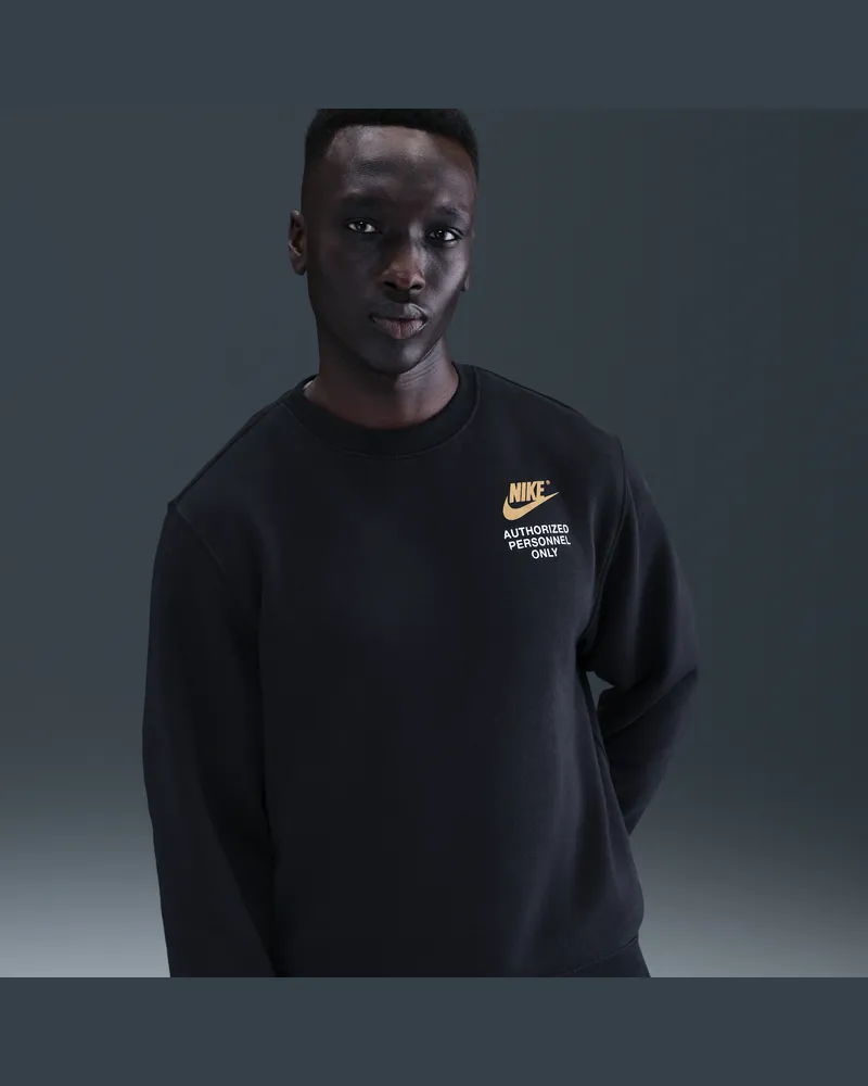 Nike Club Fleece-Sweatshirt mit Rundhalsausschnitt für Herren - Schwarz Schwarz