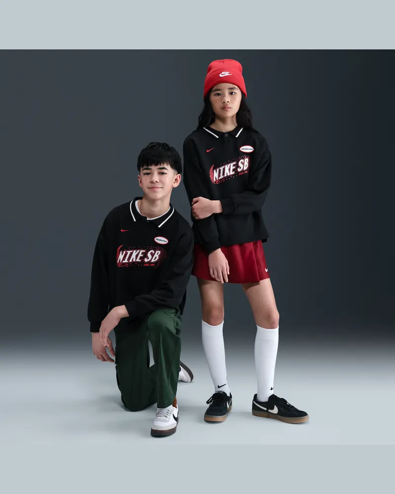 Nike SB Longsleeve-Skate-Poloshirt (ältere Kinder) - Schwarz Schwarz
