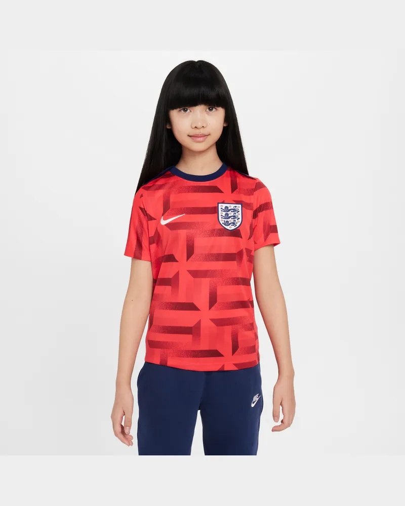 Nike England Academy Pro  Dri-FIT kurzärmeliges Pre-Match-Fußballoberteil für ältere Kinder - Rot Rot
