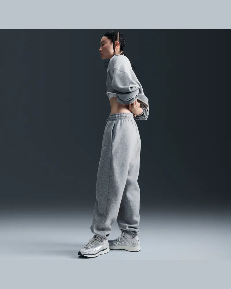 Nike Phoenix Fleece Oversize-Trainingshose mit hohem Taillenbund für Damen - Grau Grau