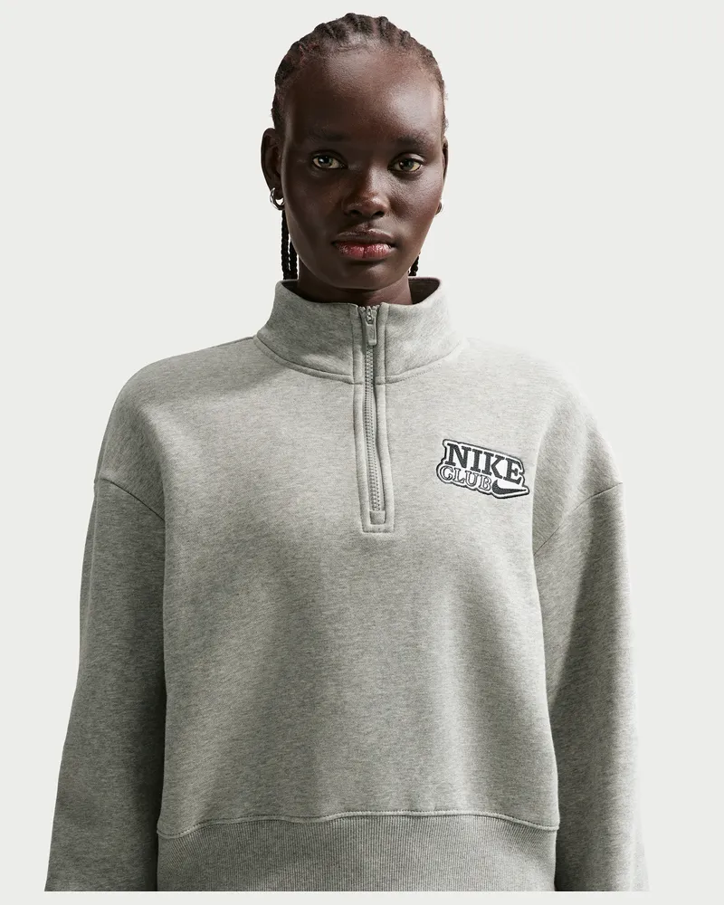 Nike Fleece-Oberteil in Oversize mit Viertelreißverschluss für Damen - Grau Grau