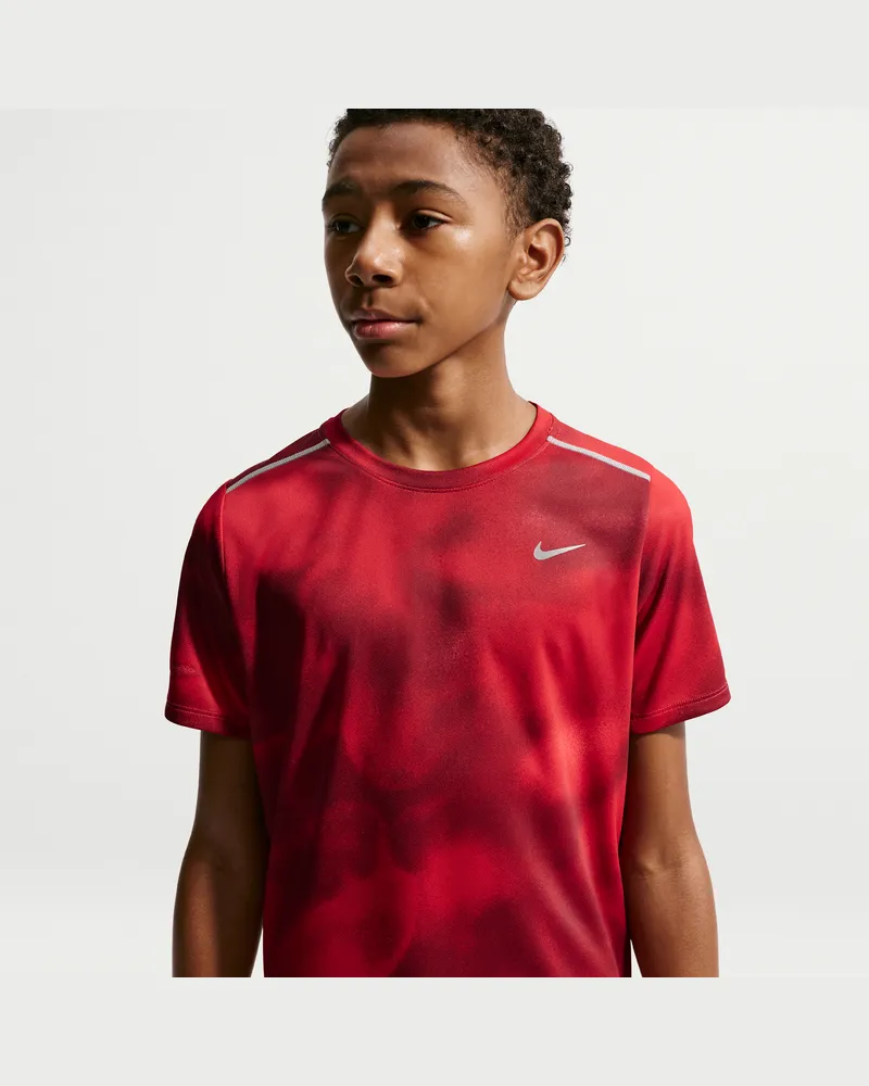 Nike Miler Dri-FIT Kurzarm-Laufoberteil (Kinder) - Rot Rot