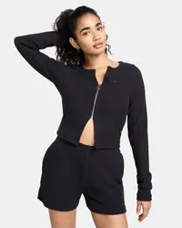 Nike Sportswear Chill Rib schmal geschnittene Strickjacke mit durchgehendem Reißverschluss (Damen) - Schwarz Schwarz