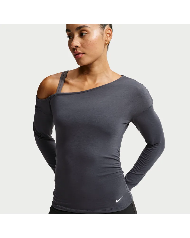 Nike One Relaxed Dri-FIT-Longsleeve für Damen - Grau Grau