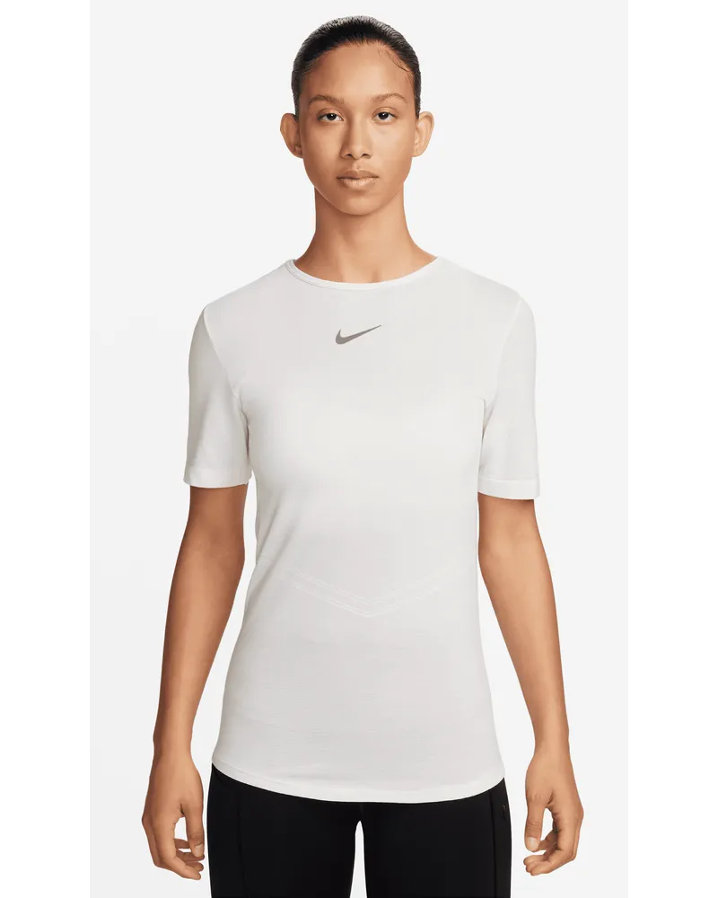 Nike Swift Wool Dri-FIT Kurzarm-Laufoberteil für Damen - Weiß Weiß