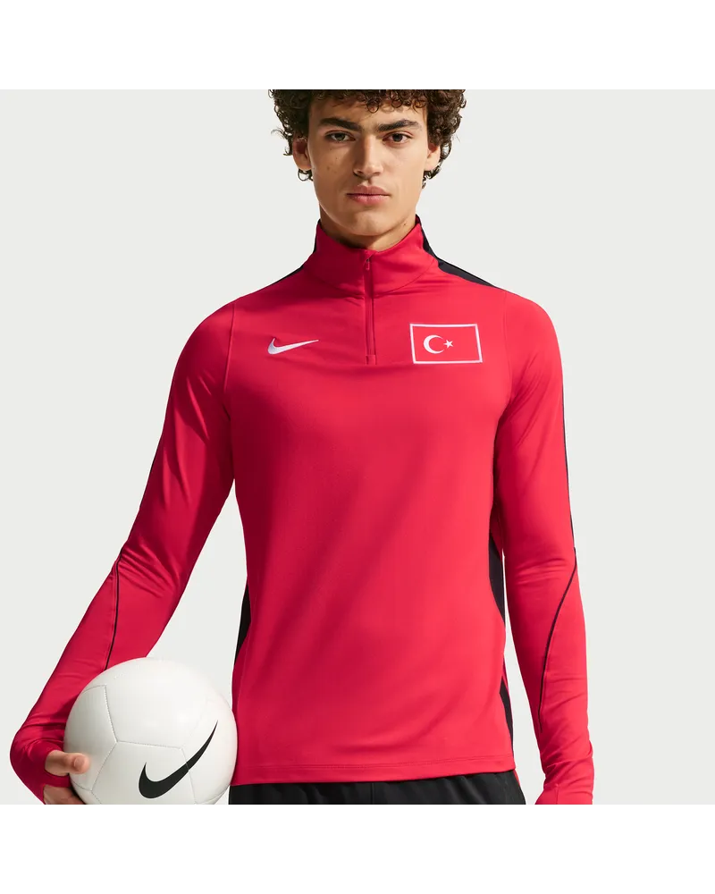 Nike Türkei 2026  Dri-FIT Fußball-Strike-Drill-Oberteil mit Halbreißverschluss (Herren) - Rot Rot