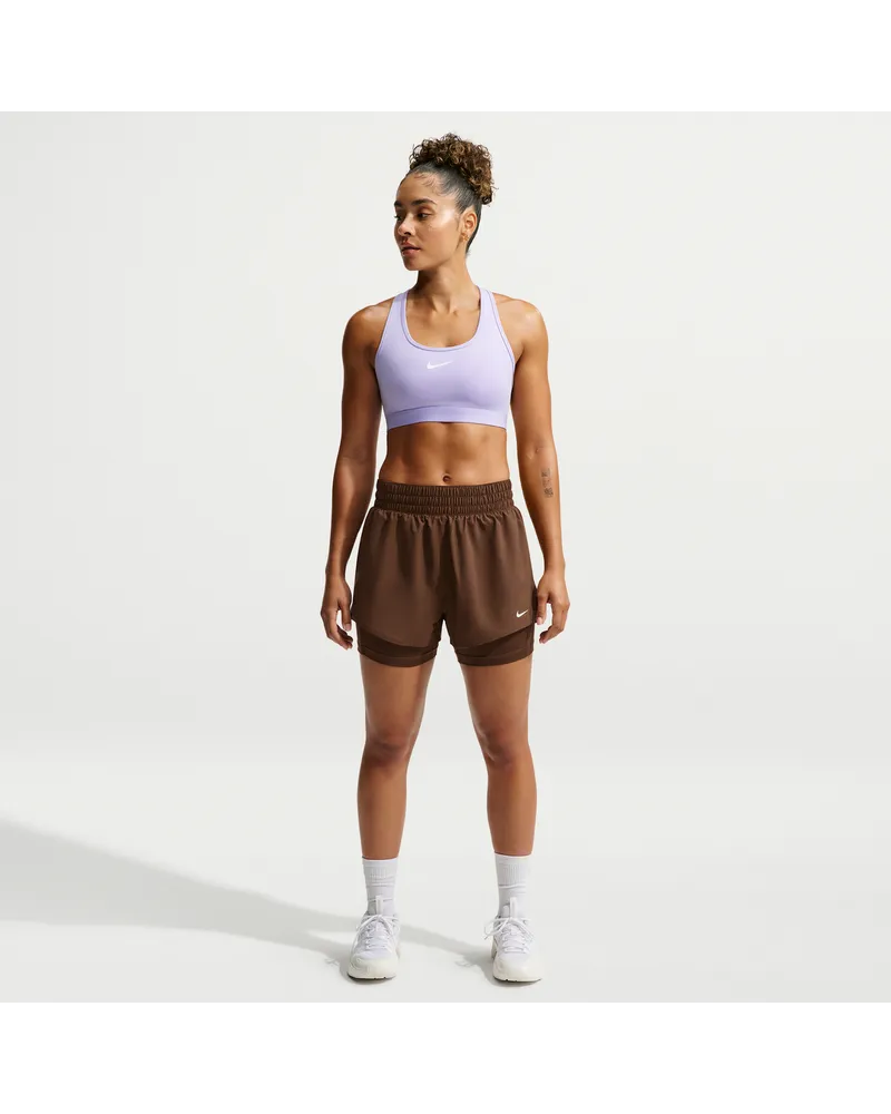 Nike One Dri-FIT 2-in-1-Shorts mit hohem Taillenbund für Damen (ca. 7,5 cm) - Braun Braun
