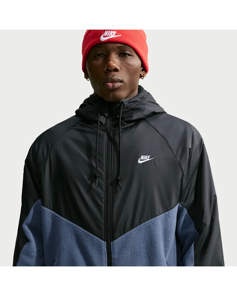 Nike Windrunner lockere Therma-FIT-Jacke mit durchgehendem Reißverschluss (Herren) - Blau Blau