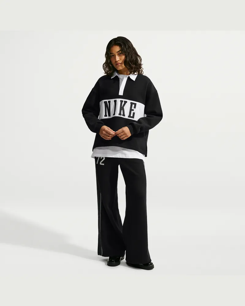 Nike Studio Fleece Medium Weight Hose mit mittelhohem Bund und weitem Bein (Damen) - Schwarz Schwarz