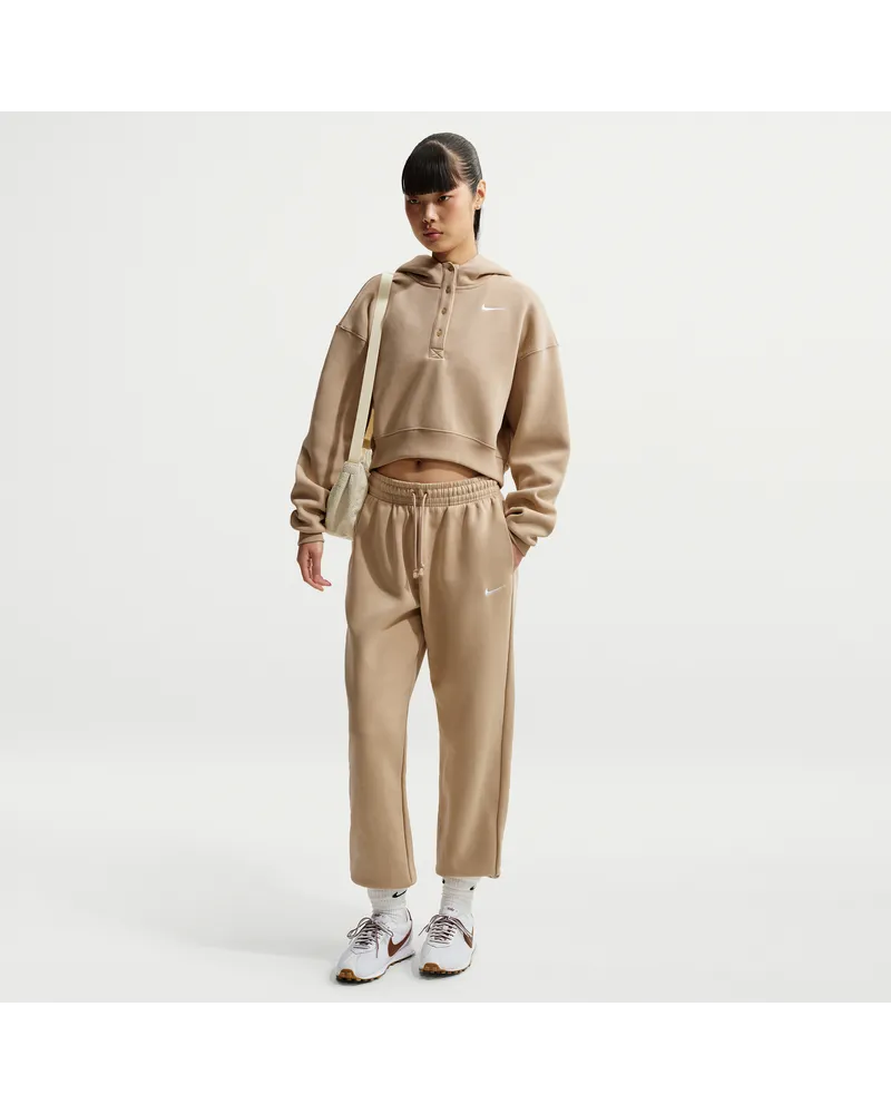Nike Phoenix Fleece Oversize-Trainingshose mit hohem Taillenbund für Damen - Braun Braun