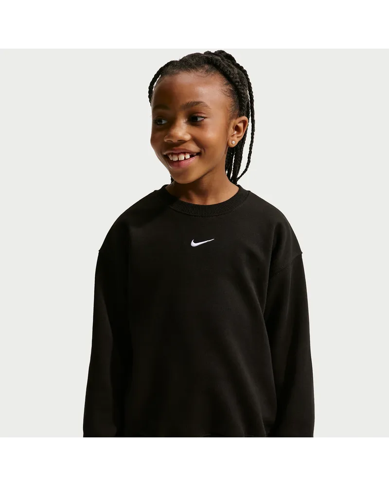 Nike Studio Fleece-Oversize-Rundhalsshirt für jüngere Kinder - Schwarz Schwarz