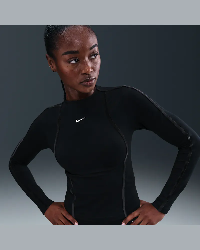 Nike One Fitted Dri-FIT Longsleeve-Oberteil für Damen - Schwarz Schwarz