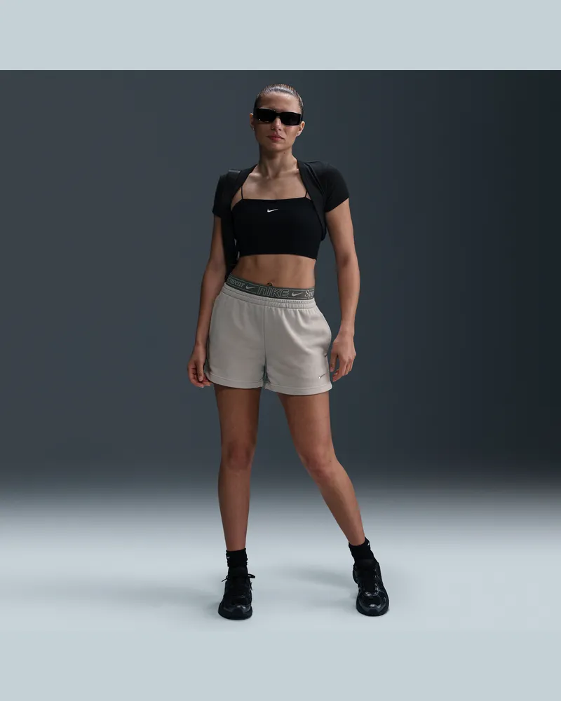 Nike Chill Terry Shorts mit mittelhohem Bund (Damen, ca. 10 cm) - Grau Grau