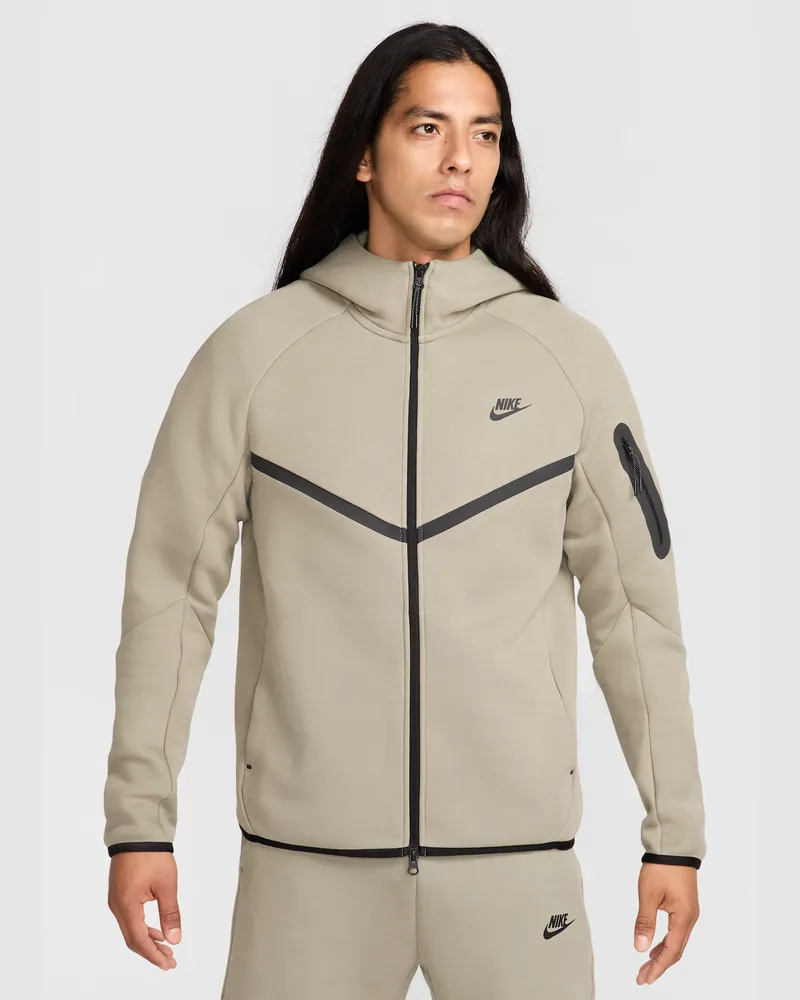 Nike Tech Windrunner-Jacke aus Fleece mit durchgehendem Reißverschluss (Herren) - Grün Grün