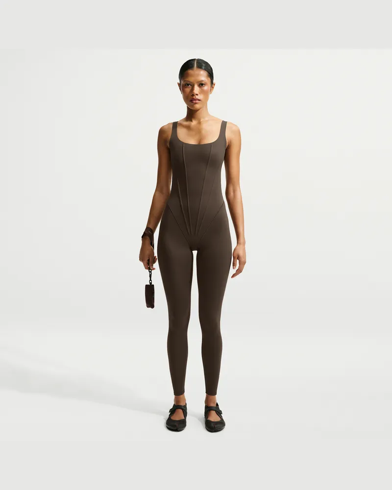 Nike SKIMS Matte Korsett-Bodysuit (ca. 74 cm, Damen) - Braun Braun