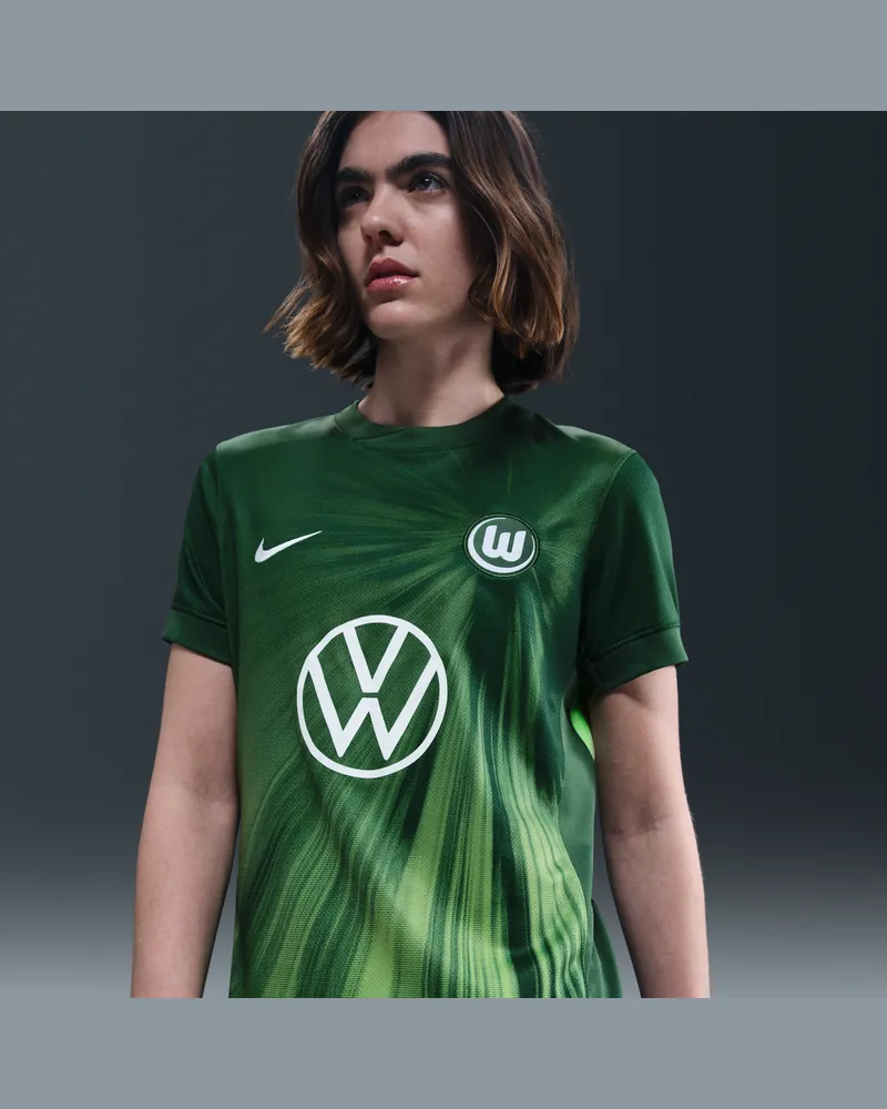 Nike VfL Wolfsburg 2025/26 Stadium Home  Replika Kurzarm-Fußballtrikot mit Dri-FIT-Technologie (Damen) - Grün Grün