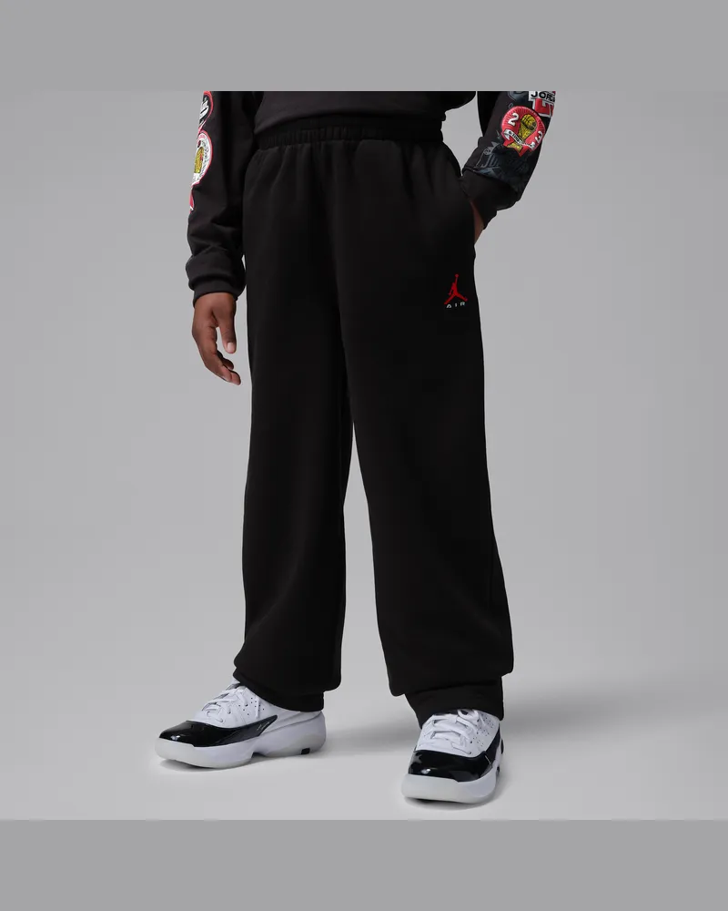 Jordan Brooklyn Fleece-Hose mit offenem Saum (ältere Kinder) - Schwarz Schwarz