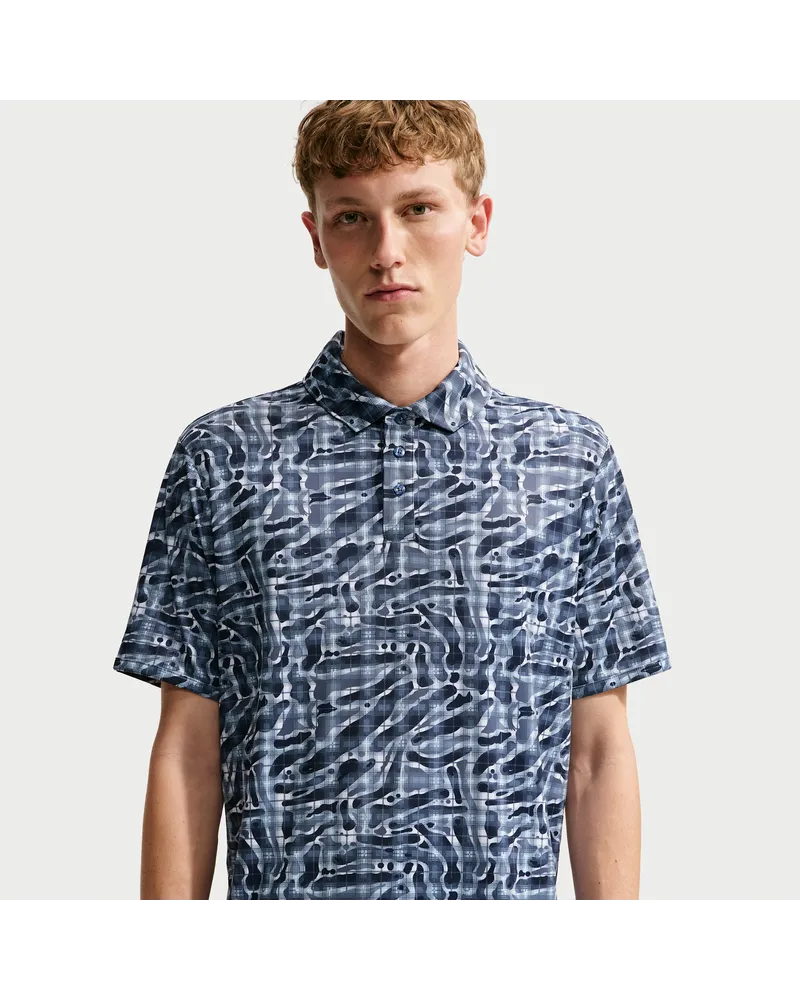 Nike Par Dri-FIT Golf-Poloshirt mit Tartan-Camo-Print (Herren) - Blau Blau