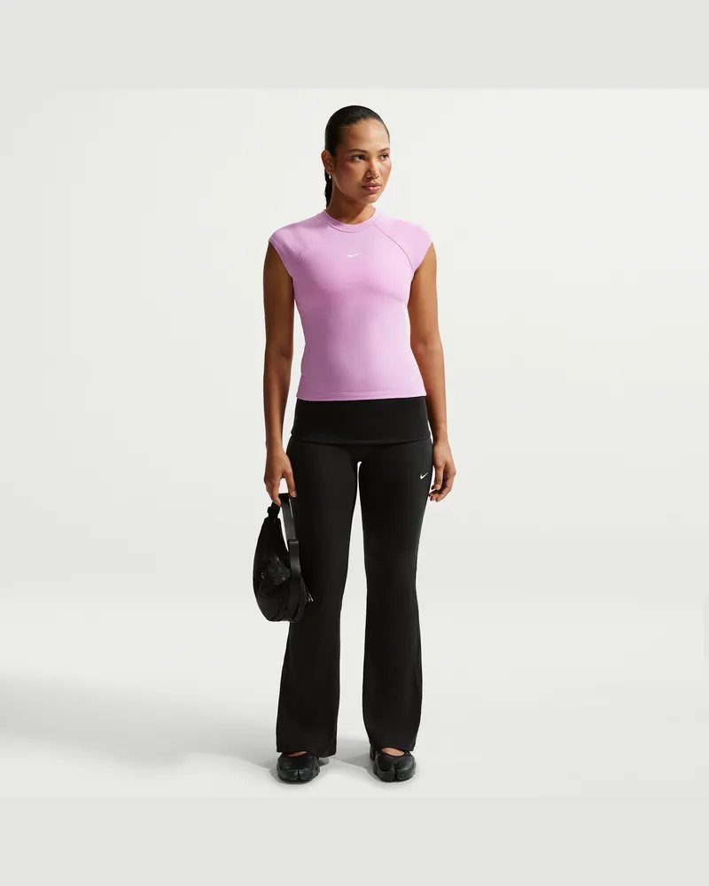 Nike Chill Knit eng geschnittene Ripp-Hose mit mittelhohem Bund (Damen) - Schwarz Schwarz