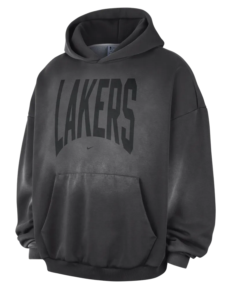 Nike Los Angeles Lakers Standard Issue Therma-FIT Basketball-Hoodie aus Fleece im Washed-Look (Herren) - Grau Grau