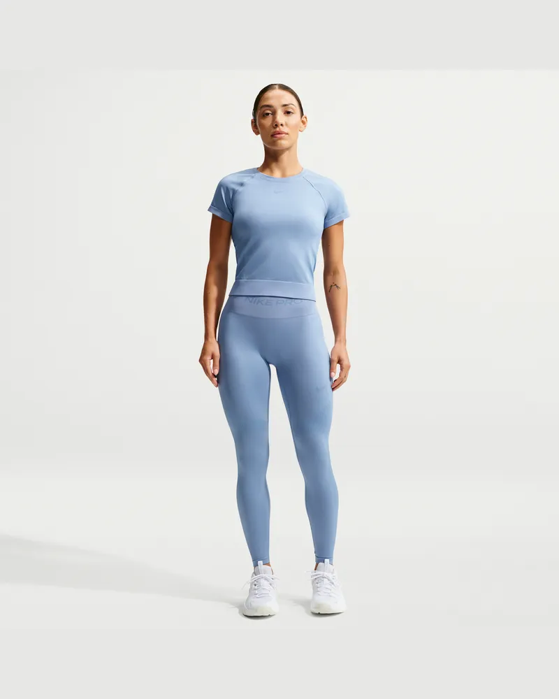 Nike Pro Seamless 7/8-Leggings mit hohem Bund (Damen) - Blau Blau