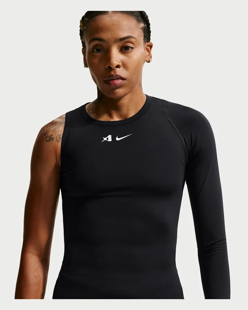 Nike A'ja Wilson A'symmetric wendbares Dri-FIT Basketballoberteil (Damen) - Schwarz Schwarz