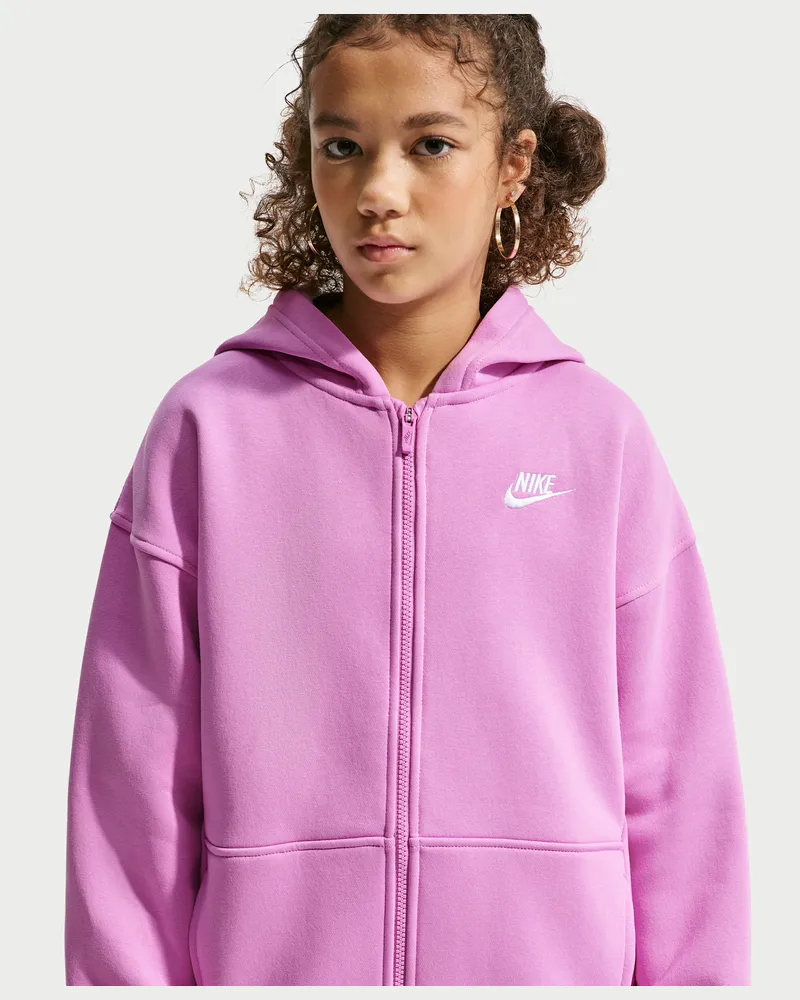 Nike Club Fleece Oversize-Hoodie mit durchgehendem Reißverschluss (ältere Kinder) - Lila Lila