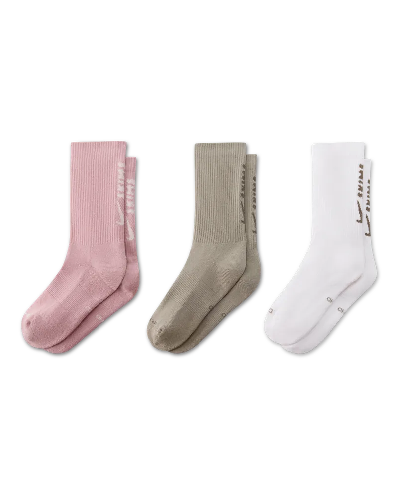 Nike SKIMS Dri-FIT Crew-Socken, 3 Paar (Damen) - Braun Braun